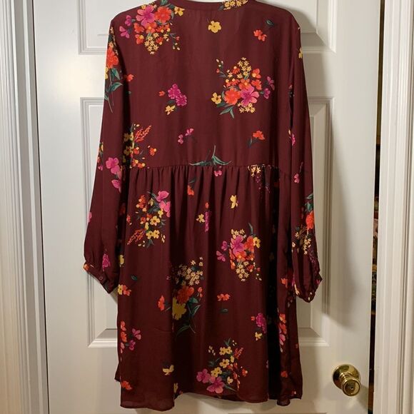 Old Navy size large BoHo floral burgundy dress NWT - Picture 2 of 11